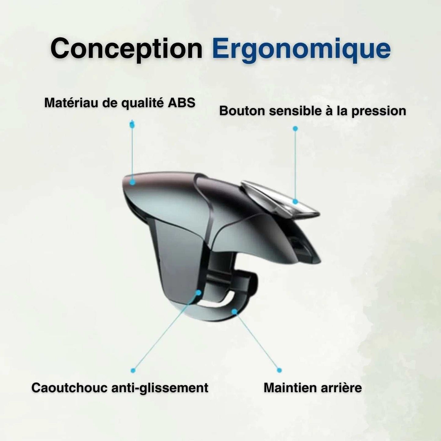 Gâchettes Pulse Trigger™ pour jeu mobile avec Bluetooth, sensibilité élevée, compatibilité film protection, portable et ergonomique.