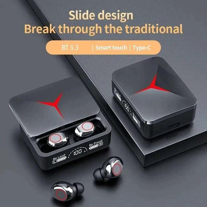 Ecouteurs Gaming M90 noirs avec Bluetooth V5.1, ANC, double mode, autonomie longue, commandes tactiles et micro ENC, design ergonomique et IPX4