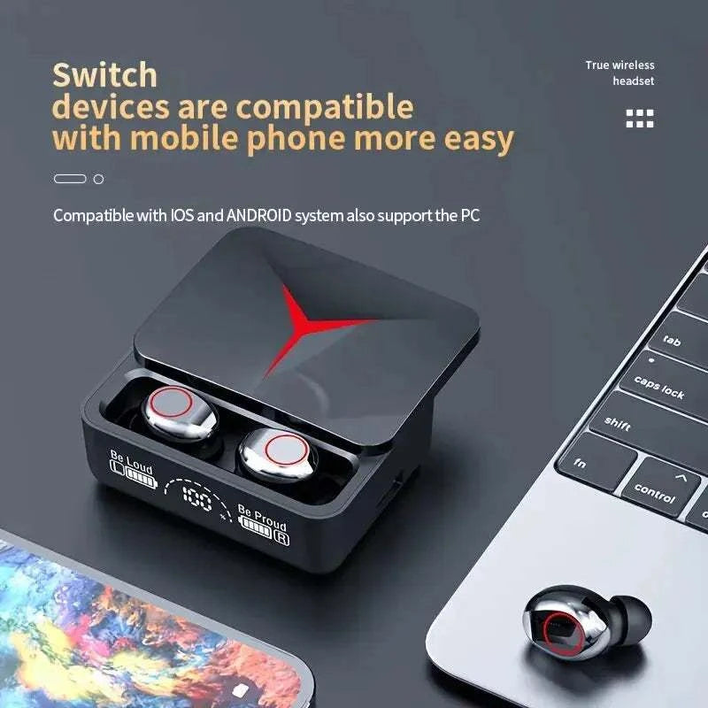 Ecouteurs Gaming M90 noirs Bluetooth V5.1 avec ANC, double mode, autonomie longue, commandes tactiles et résistance IPX4