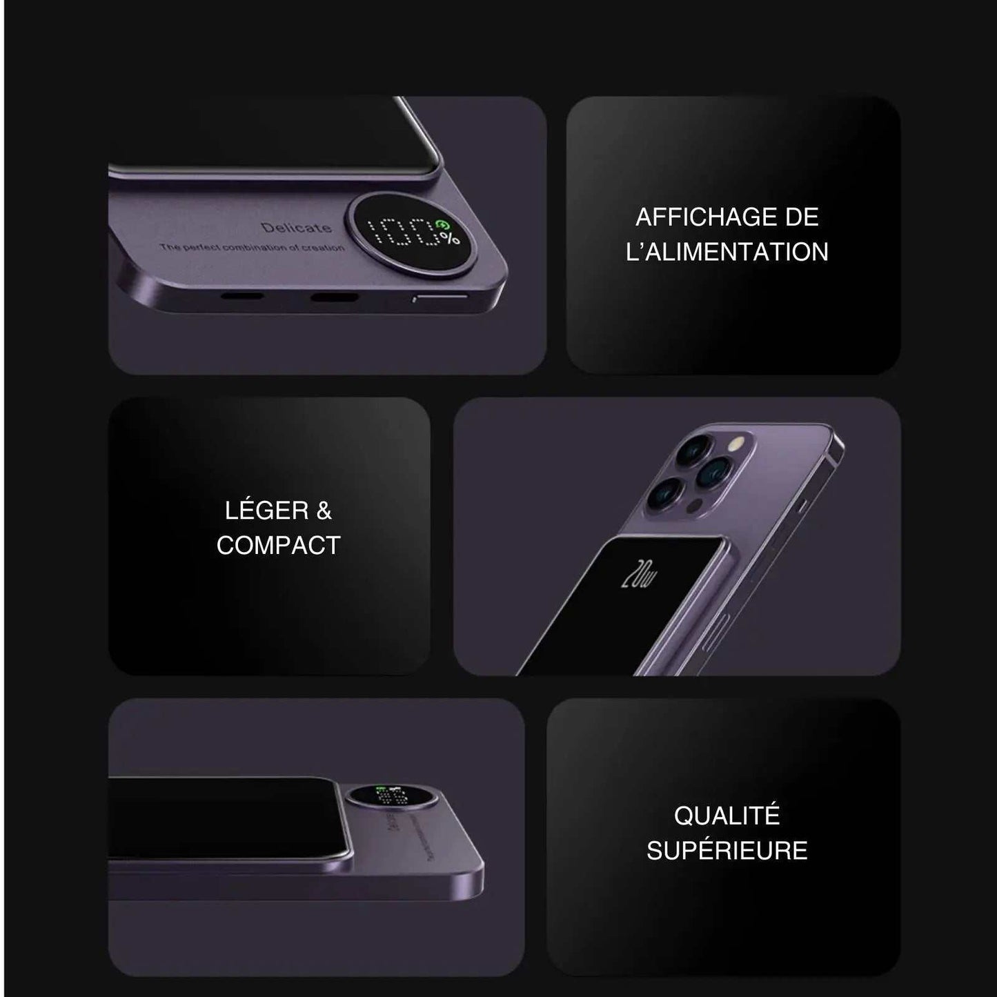 Magnetic Powerbank Doppler with LED display, wireless and wired charging, and high capacity options 10000mAh and 20000mAh