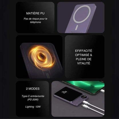 Magnetic Powerbank Doppler with LED display, high capacity 10,000mAh and 20,000mAh, wireless and wired charging features
