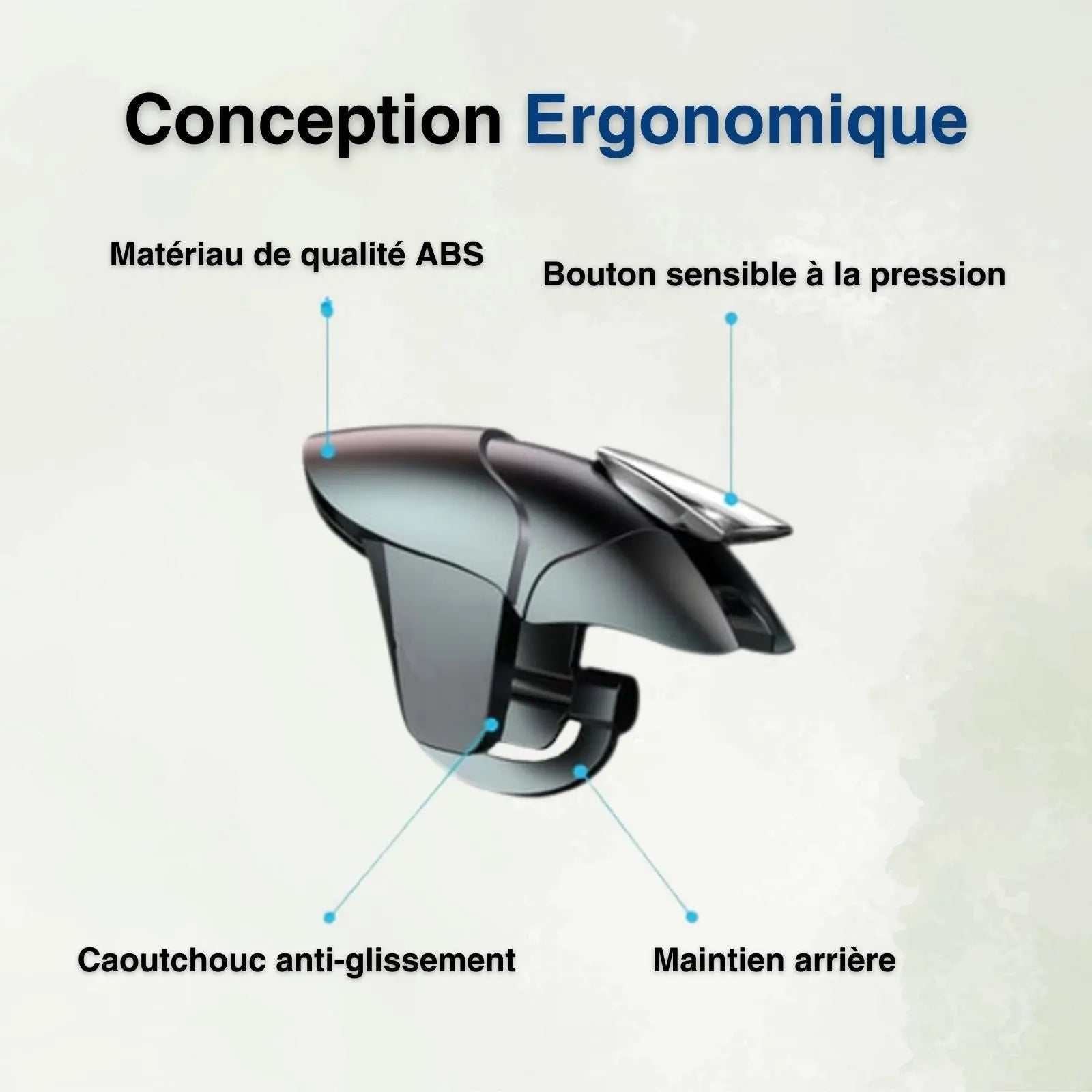 Gâchettes Pulse Trigger™ pour jeu mobile avec Bluetooth, sensibilité élevée, compatibilité film protection, portable et ergonomique.