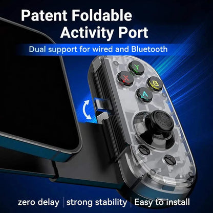 Contrôleur de jeu D6Mini Stretchable pliable avec joystick à vibration et connectivité Type-C noire et blanche