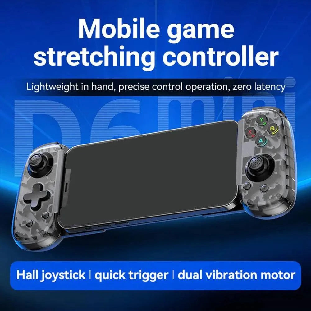 Manette de jeu D6Mini Stretchable noire avec joystick Hall et connectivité Type-C pliable