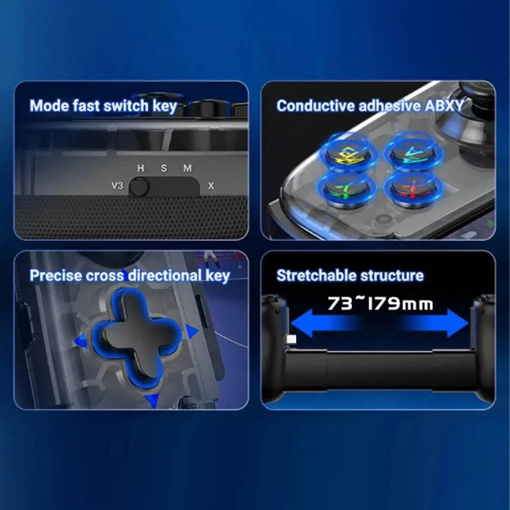 Manette de jeu D6Mini extensible noire avec joystick à effet Hall et port Type-C pliable