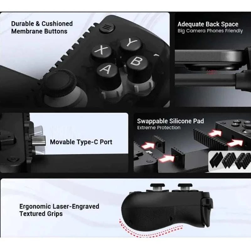 Contrôleur de jeu mobile X5L Type-C étirable avec joystick Hall Effect sans latence câblé pour Android et iPhone 15+